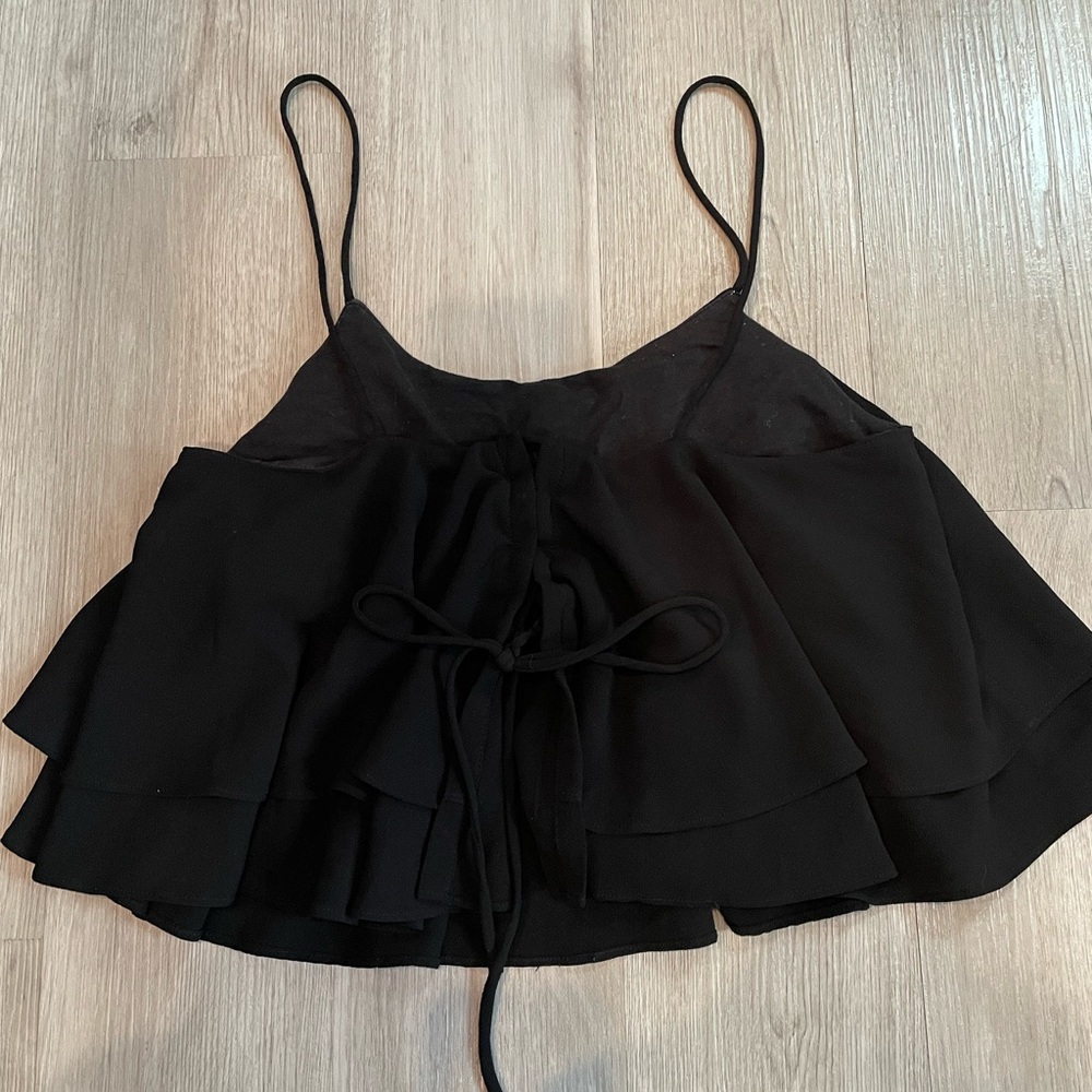 Free People Tropical Wave Black Tiered Tie Back Cami size M - Picture 6 of 10